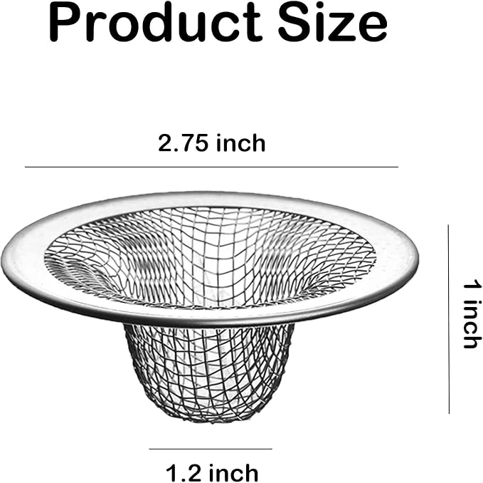 10PCS Mesh Sink Drain Strainer Bathroom, 2.75" Stainless Steel Slop Basket - Image 2