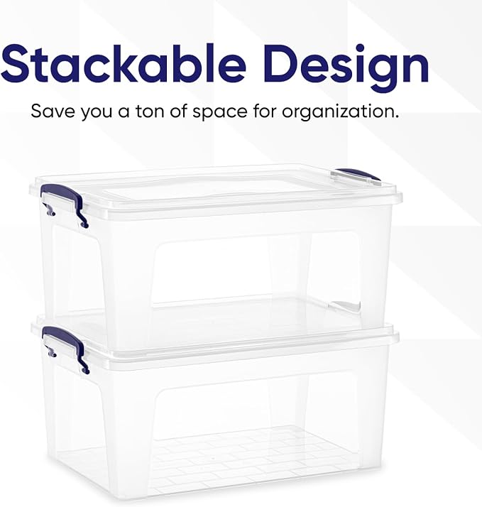 Superio Storage Bins with Lids, Stackable Totes, BPA Free, Odor Free, Organizer - Image 3