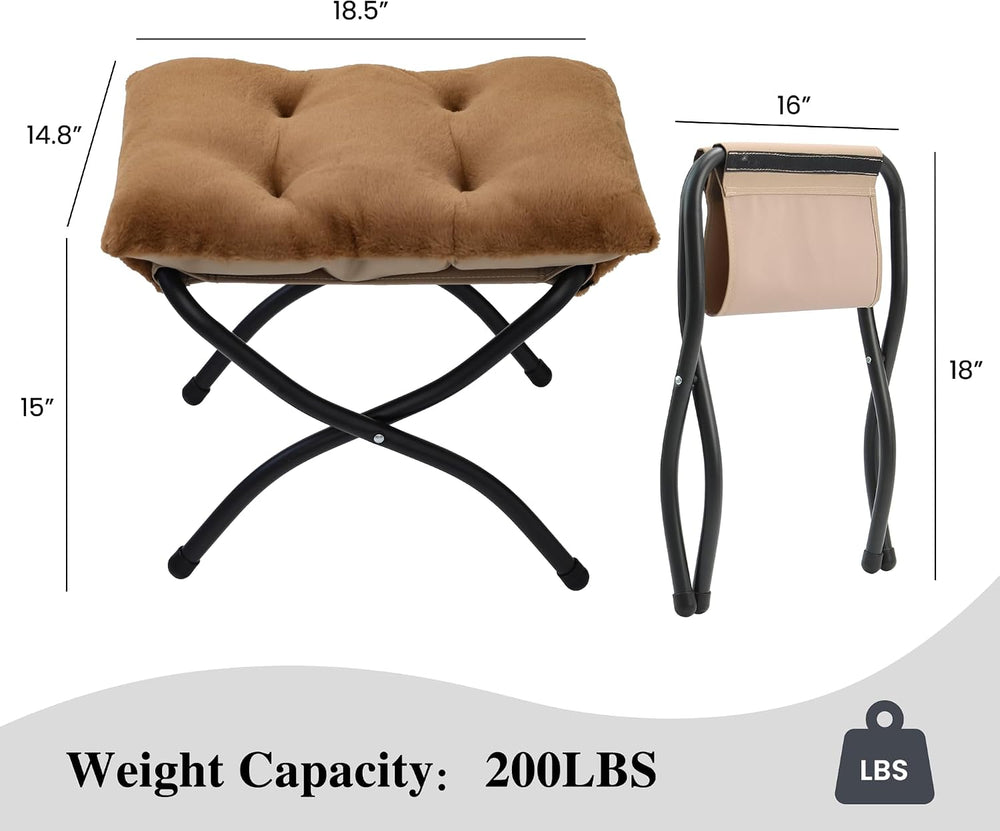 15"(H) Folding Ottoman, Foldable Footrest Stool, Portable Small Foot Sto...