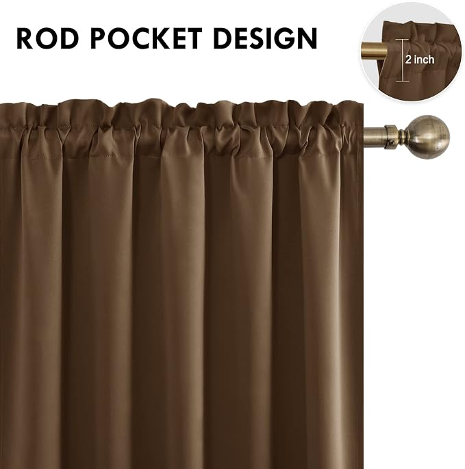 DWCN Brown Blackout Curtains for Bedroom, Thermal Insulated Energy Saving Room - Image 3