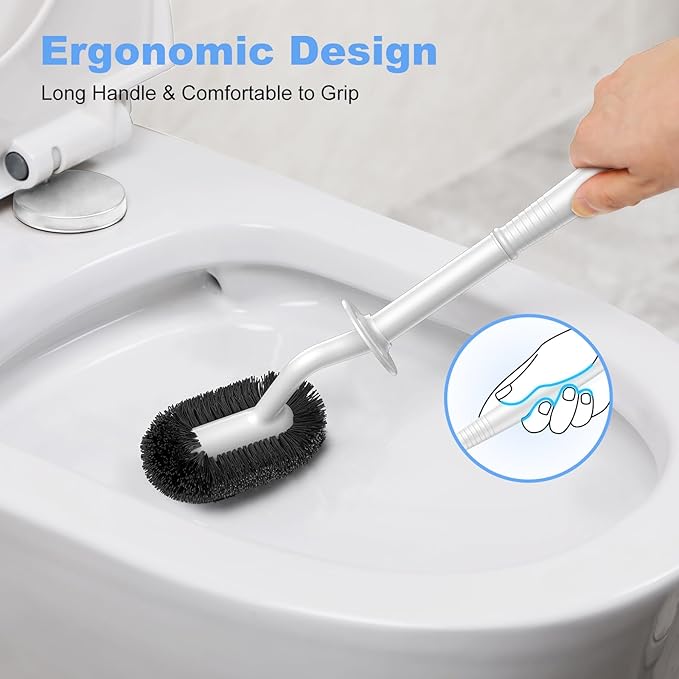 HAMITOR Toilet Bowl Brush Holder Set: Curved Design - Image 5