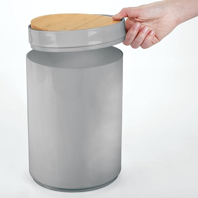 mDesign Plastic Round Trash Can Small Wastebasket - Image 6