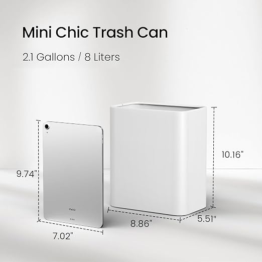 Cesun Small Bathroom Trash Can 2.1 Gallon Wastebasket, Modern Metal Garbage Can - Image 3