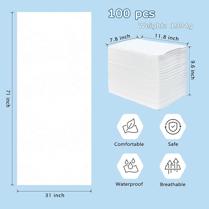 100Pcs Disposable Massage Table Sheets 31" x 71" Non-Woven Fabric Disposable - Image 3