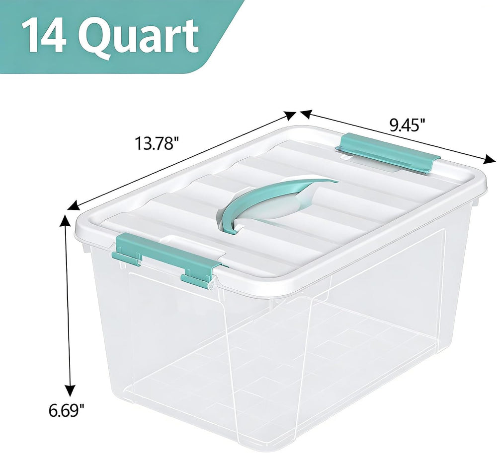 8-Pack Stackable Clear Storage Bins with Lids, 14-Qt Storage Box