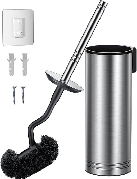 HAMITOR Toilet Brush and Holder Set: 304 Stainless Steel Heavy Duty Bowl by HAMITOR