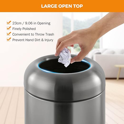 BEAMNOVA 16.5 Gallon Trash Can Black Open Top Outdoor Indoor Commercial - Image 5