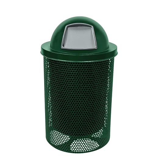 COATEDOUTDOORFURNITURE RDT-P-GRN Heavy Duty Round Trash Receptacle by CoatedOutdoorFurniture