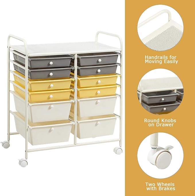 GOFLAME 12-Drawer Rolling Storage Cart, Mobile Utility Cart - Image 6