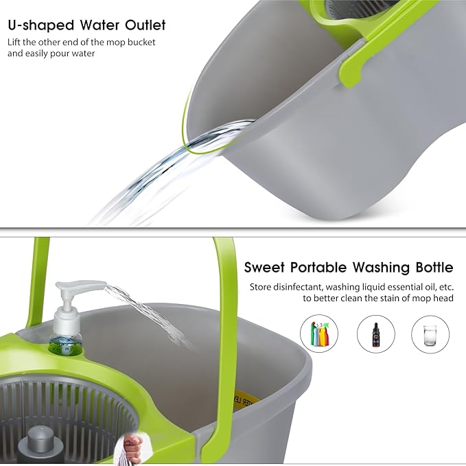 MASTERTOP Mop and Bucket with Wringer Set, Small Spin Mop Cleaning System with - Image 4