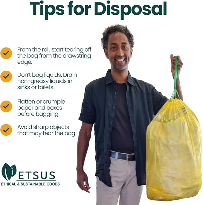 13 Gallon Trash Bags with Drawstrings, 80 Bags Made from 50% Recycled Plastic - Image 8