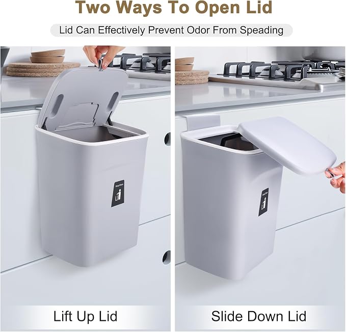 2 Pack Kitchen Compost Bin, Hanging Small Trash Can - Image 3