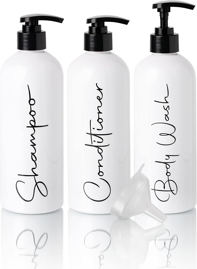 Alora 32oz Reusable Shampoo and Conditioner Bottles by AloraHomeEssentials