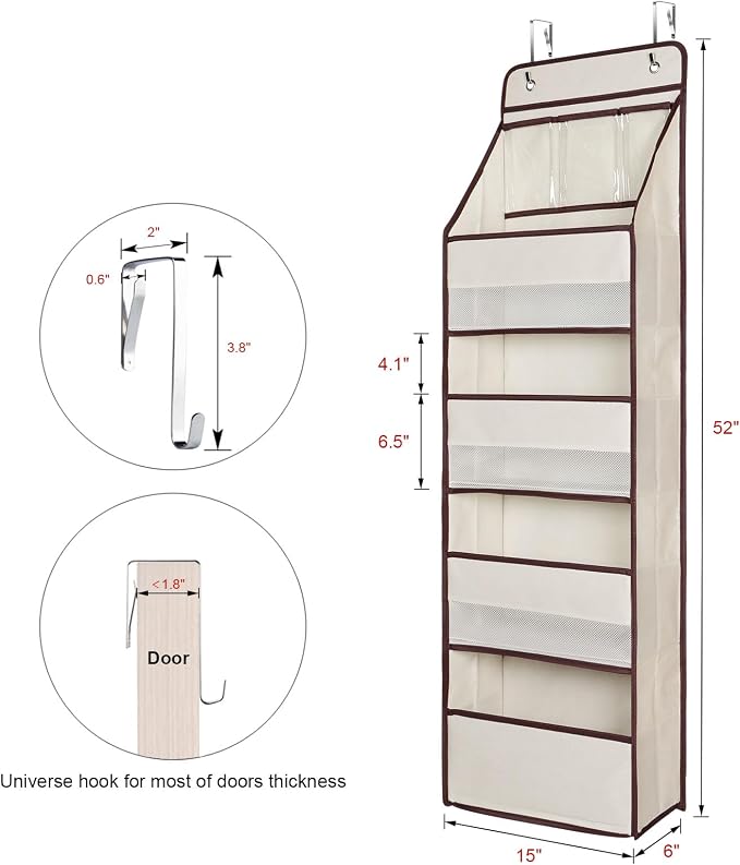 Univivi 5-Shelf Fabric Door Storage Over Door Hanging Organizer - Image 3