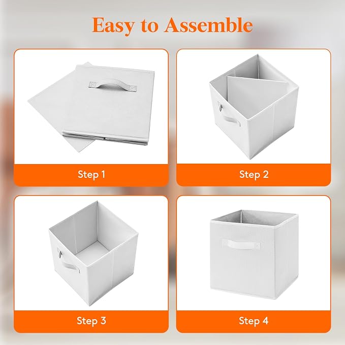 Lifewit Collapsible Fabric Storage Cubes Bins Set 11 Inch, Foldable Cubby - Image 4