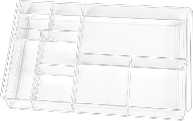 8-Section Clear Drawer Organizer, Large Acrylic Drawer Divider Tray by ZEXALOR
