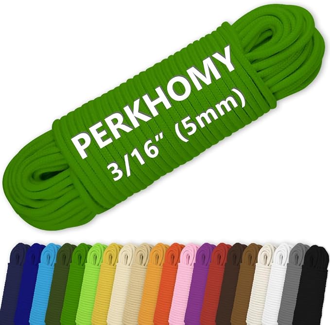 PerkHomy Cotton Rope 3/16" 100 ft Multi Purpose Utility Diamond Braided Cord by PerkHomy