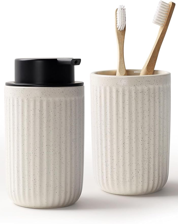 Bosilunlife Soap Dispenser and Toothbrush Holder Set by BosilunLife