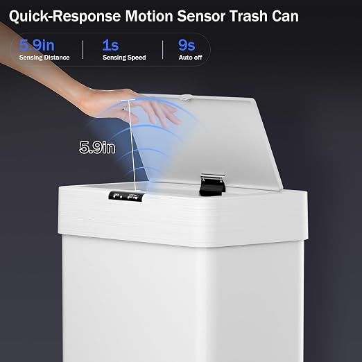 TLSUNNY 13.2 Gallon Motion Sensor Trash Can, Touchless Automatic Garbage Can - Image 3