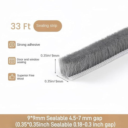 33 Ft Self-Adhesive Weather Stripping Door Seal Strip - Image 2