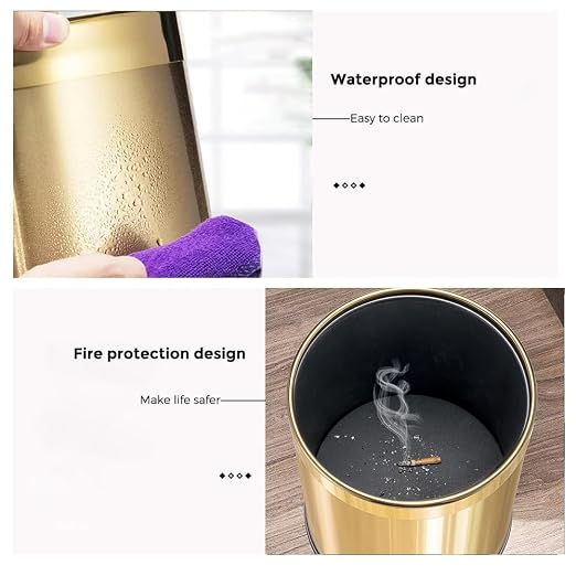2.6Gallon/10L Brass Gold Bathroom Trash Can - Image 3