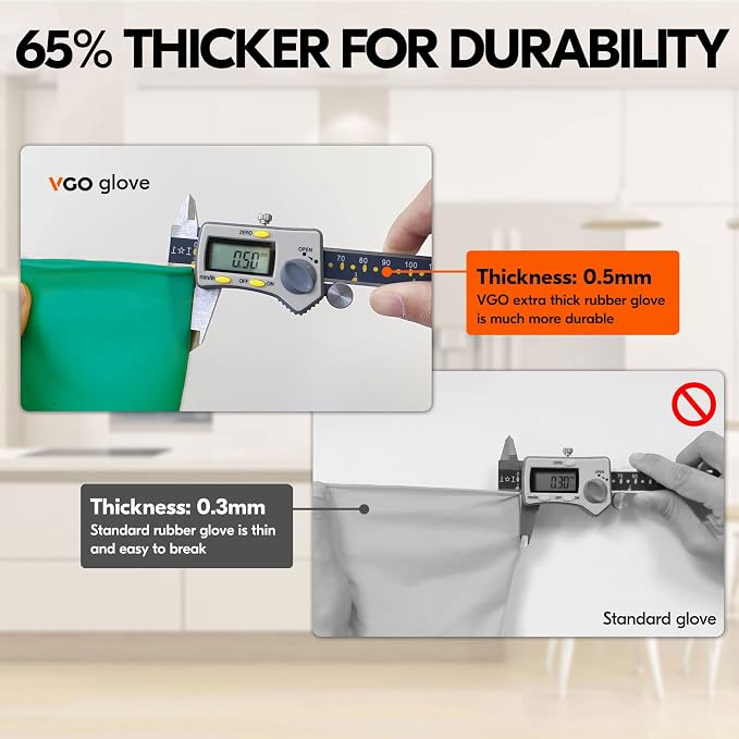 Vgo... 1-Pair Reusable Household Gloves, Rubber Dishwashing gloves, Extra - Image 2