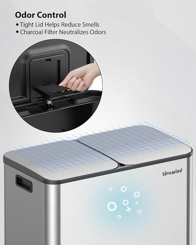Lovewind Trash Can, 2 x 10.5 Gallon Garbage Can - Image 6