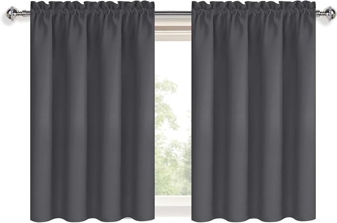 DWCN Short Blackout Curtains 36 inches Length 2 Panels Set, Half Window Rod - Image 9