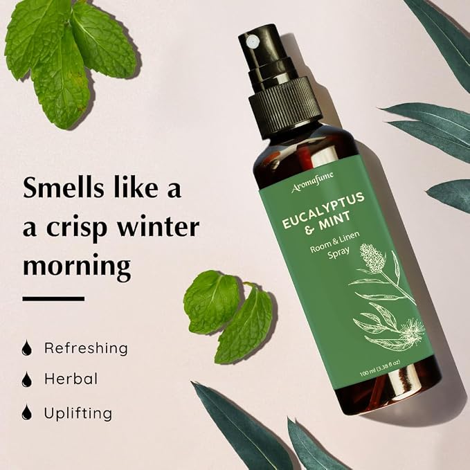 Eucalyptus & Mint Room, Linen & Pillow Spray by Aromafume | 100ml/3.38fl oz | - Image 3