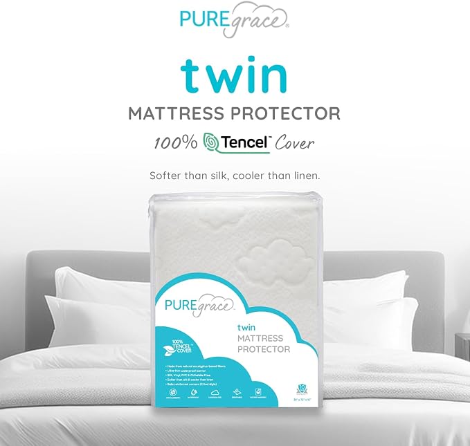 PUREgrace Tencel Mattress Protector – Waterproof, Noiseless Cover - Image 2