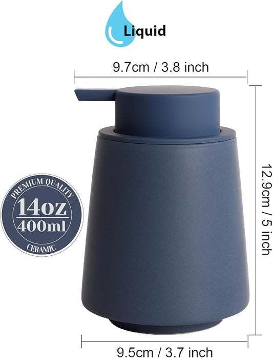 INGOFIN Ceramic Soap Dispenser, 14 oz Bathroom Hand Soap Dispenser, Liquid - Image 2