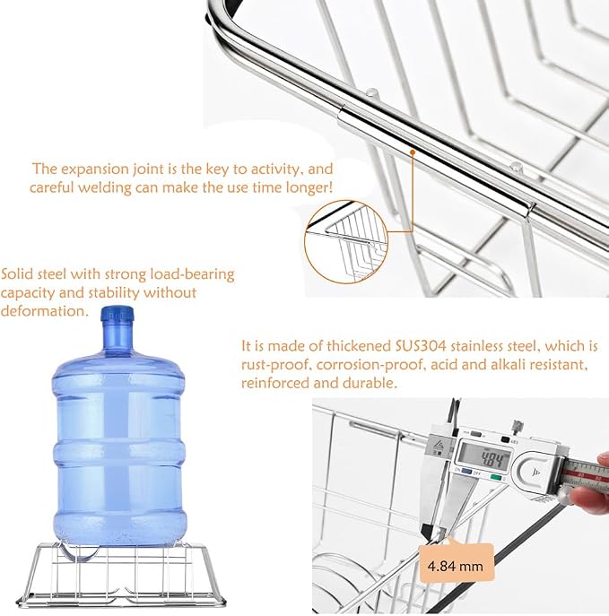 Stainless Steel Dish Drying Rack, Expandable Fruit & Vegetable Drain Rack over - Image 10