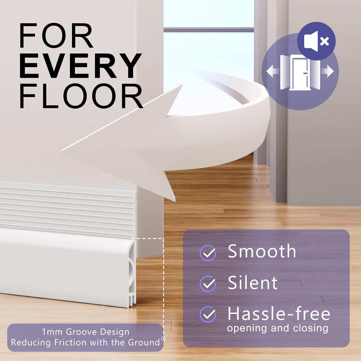 Door Draft Stopper,Adjustable Door Sweep for Bottom of Door,Silicone Weather Stripping Door Bottom Seal Blocker Air Noise,Under Door Gap Filler for Interior/Exterior Doors(White, 39inch)