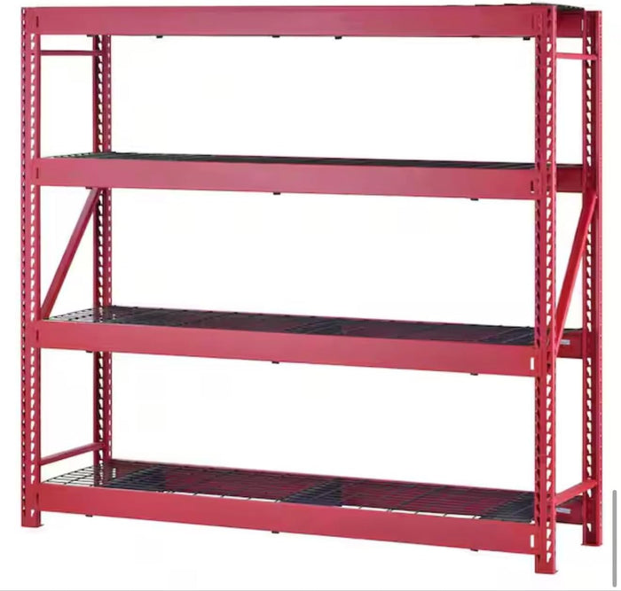 Husky Heavy Duty Industrial Metal Storage Shelving Unit, Inches, 4 Adjustable Shelves, 1000 lbs Capacity, Powder Coated Steel (RED 72H x 48W x 24D Inches, 4 Tier)