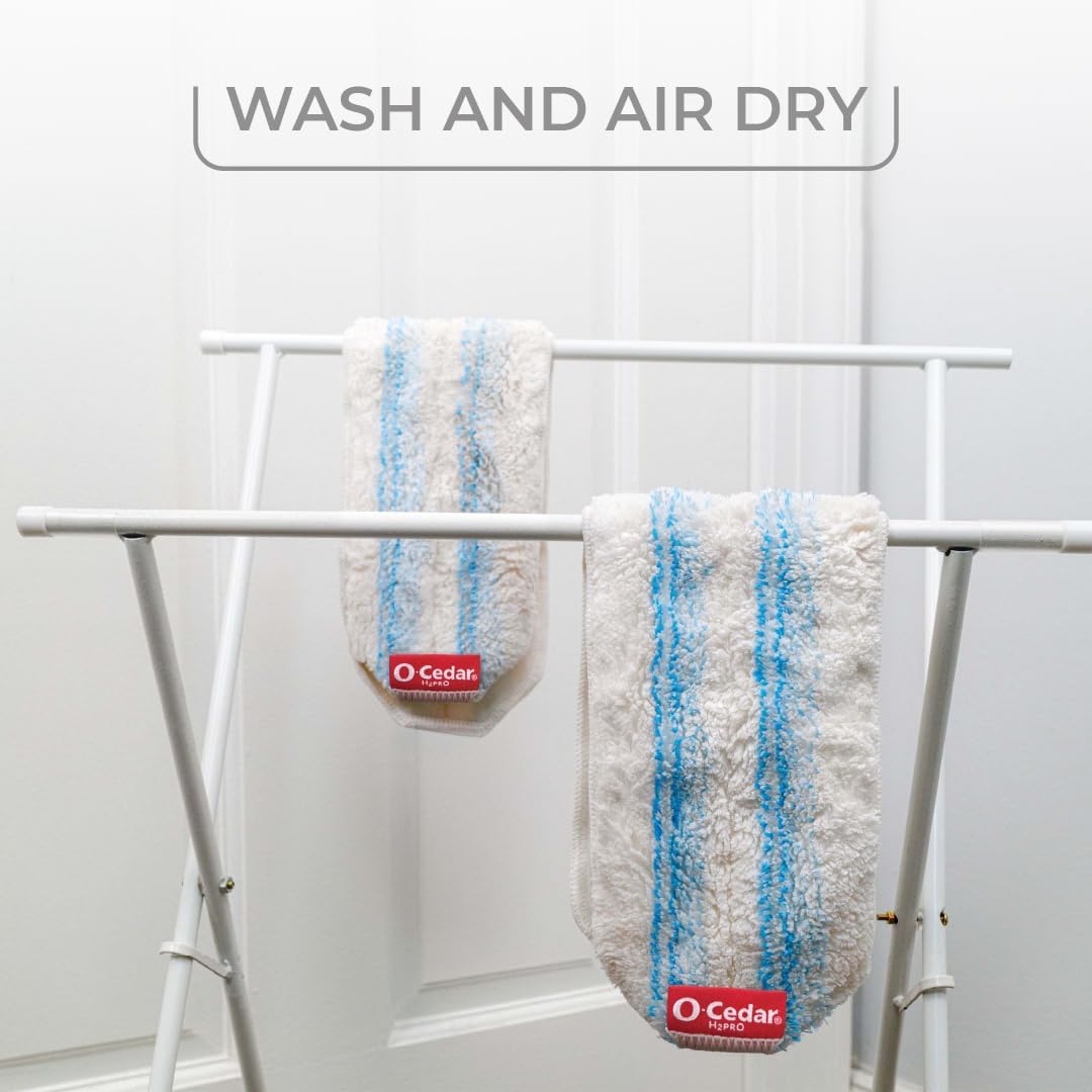 O-Cedar Genuine H2prO Mop Pad Replacement (2-Pack) | Microfiber Refill | Machine Washable | Removes 99% of Bacteria with Water* | Compatible with O-Cedar H2prO Spin Mop System