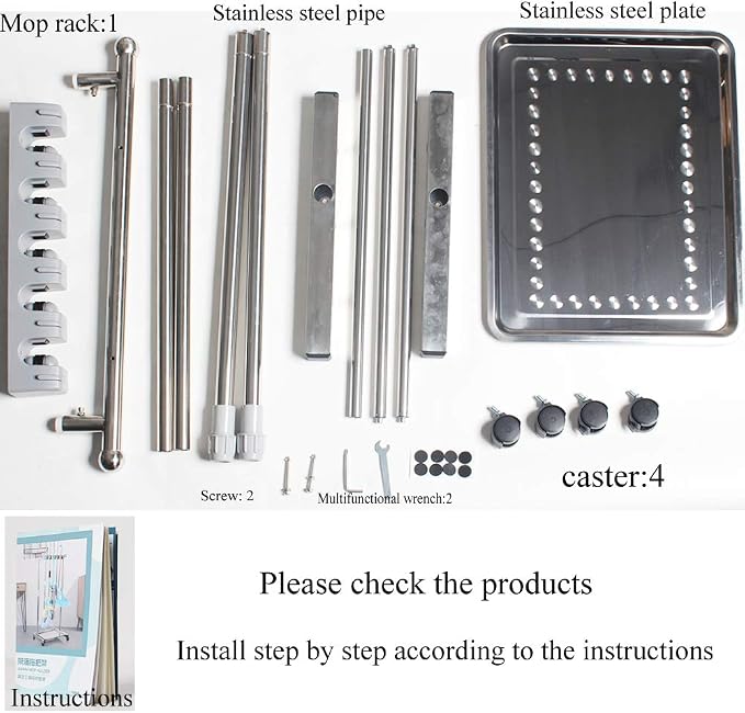 movable mop broom holder put wet mops floor standing cleaning tool rack - Image 6