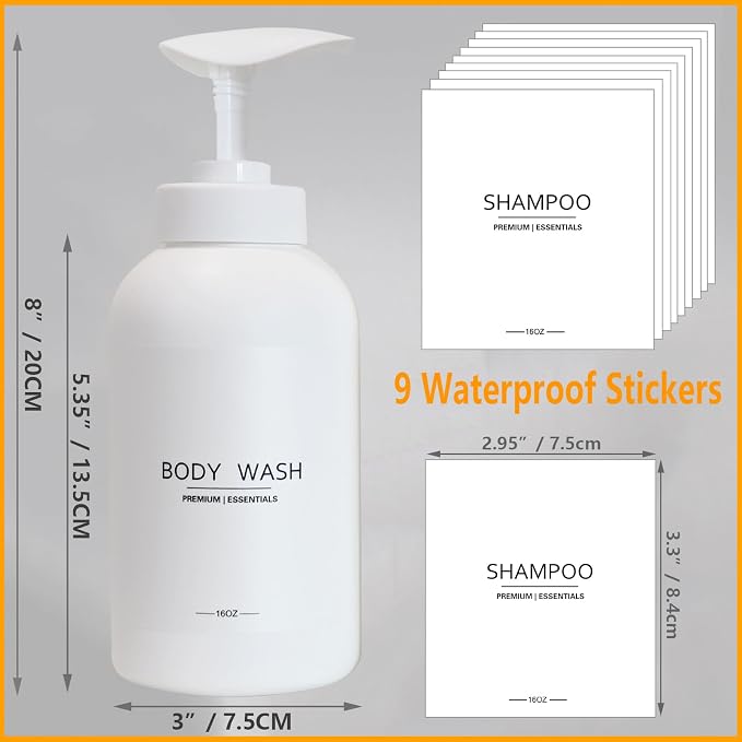 Frosted Pearl White Shampoo and Conditioner Bottles, Refillable Apothecary - Image 6