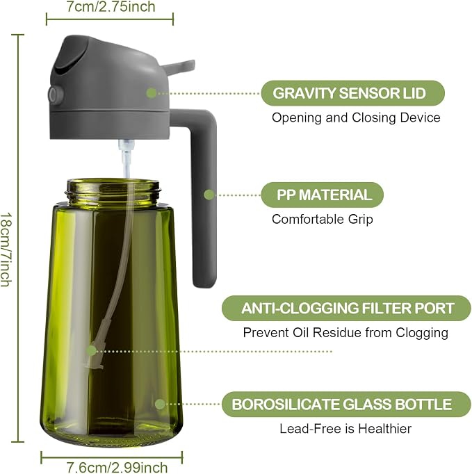 YARRAMATE 16oz/470ml Dark Green Oil Sprayer - Image 3
