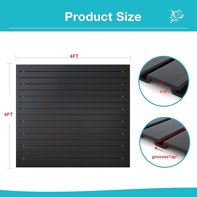 NeatiEase Slatwall Panel Wall Storage Systems, 4 x 4ft Slat Wall Paneling - Image 3
