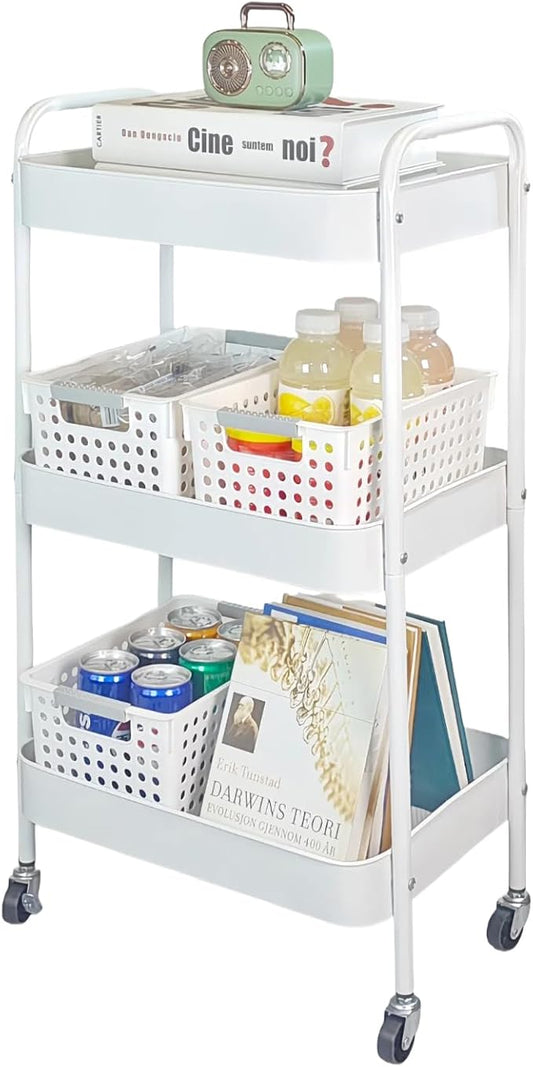 Metal 3 Tier Rolling Cart with Wheels by LIWNYRK