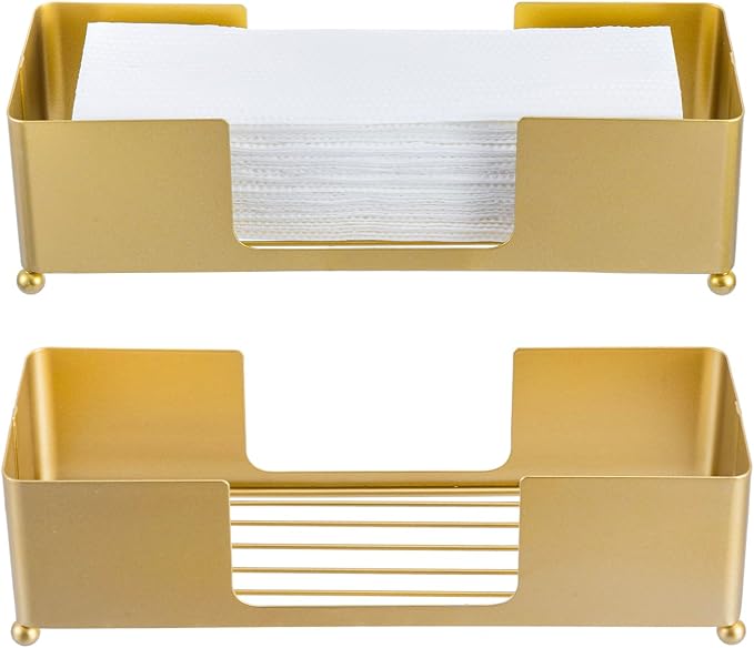 MyGift Modern Brass Tone Metal Tabletop Folded Hand Towel Holder, Commercial - Image 6