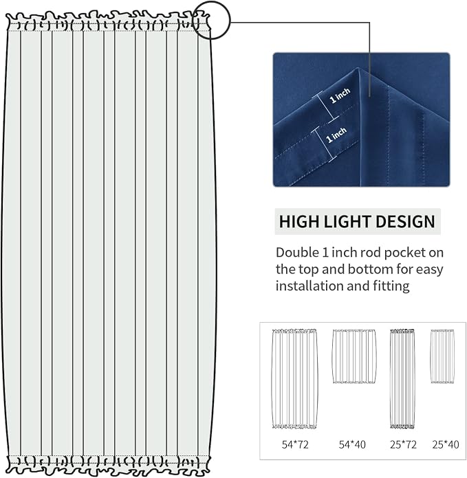 DWCN French Door Curtains – Rod Pocket Thermal Blackout Curtain - Image 3