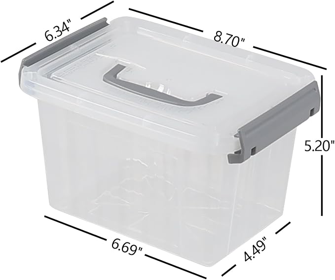 3 L Small Clear Storage Latch Box, 6 Pack Plastic Stackable Organizer Containers - Image 2