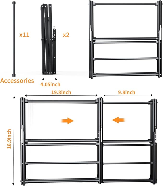 3 Tier Clothes Drying Rack, Foldable & Portable Clothing Drying Rack, - Image 6