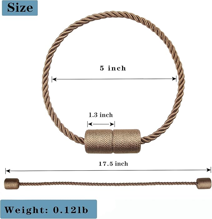 6 Pack Khaki Strong Magnetic Curtain Tiebacks Outdoor Elegant Decorative Tie - Image 2