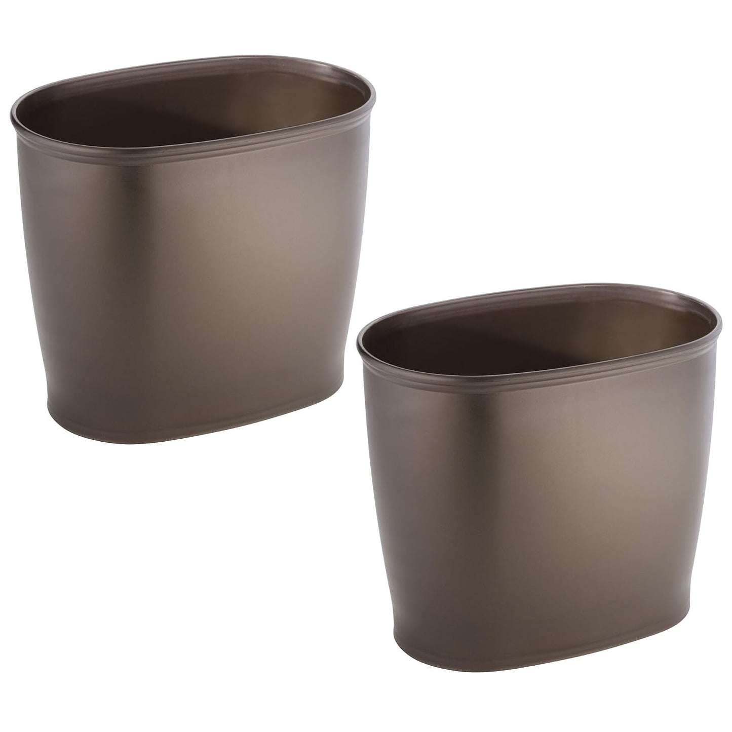 iDesign Slim Plastic Bathroom Trash Can, 2-Pack, Bronze | Small Garbage Bin, For Bedroom, Office, Desk, Dorm