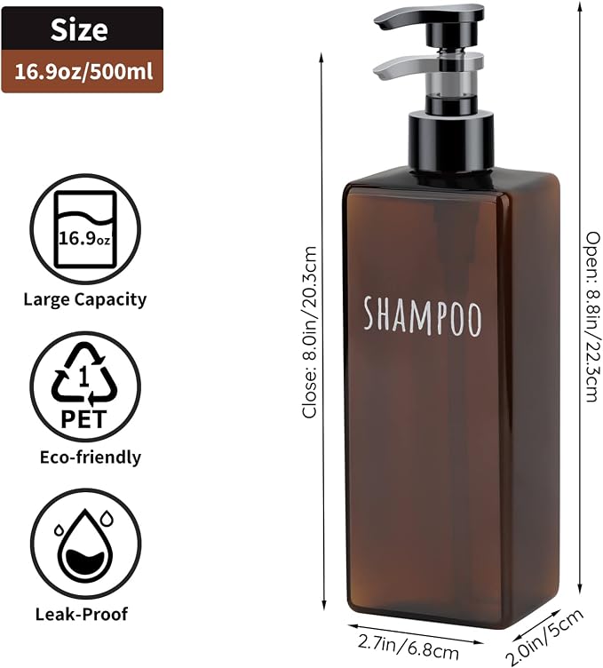 Segbeauty 16.9oz Lotion Dispenser, 500ml Empty Plastic Bathroom Shower Bottles - Image 6