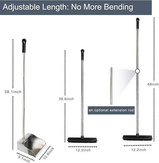 Rubber Broom and Dustpan Set, Pet Hair Removal Rubber Broom - Image 2