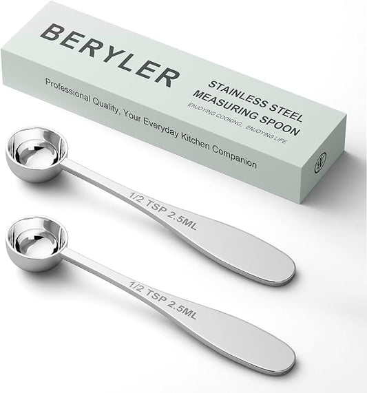 2PCS 1/2tsp Single Measuring Spoon, Stainless Steel Individual Teaspoon by BERYLER