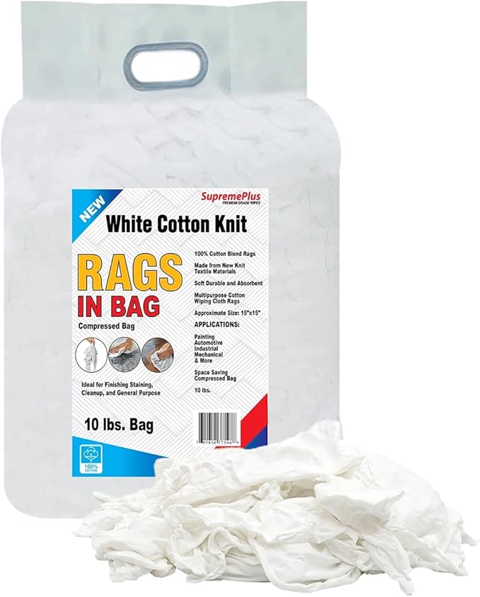 Premium White T-Shirt Cleaning Rags – White Cotton Rags by SupremePlus